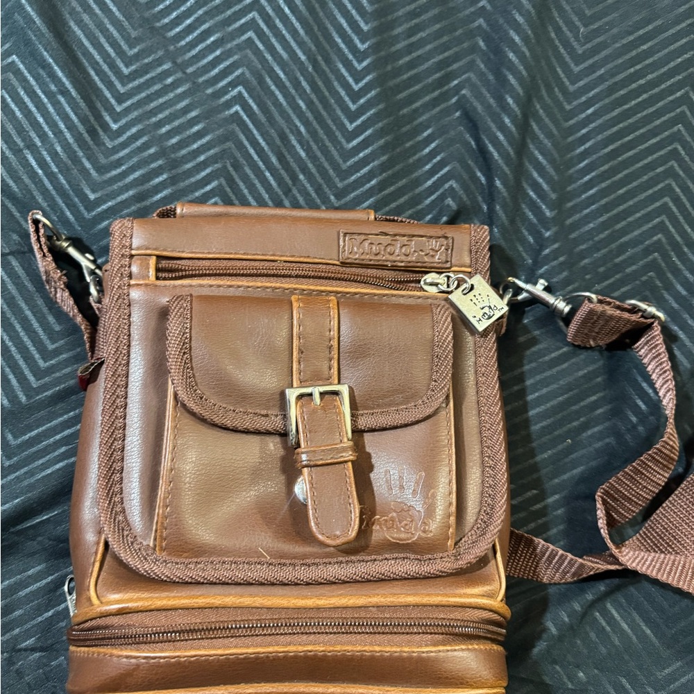 Mudd Brown Leather Messenger Bag